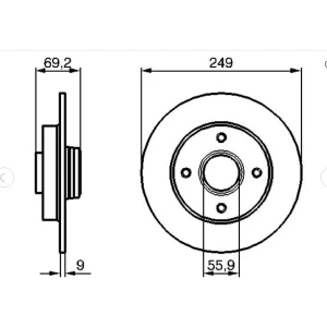 FREN DISK ARKA RULMANSIZ CITROEN C4 C3 PICASSO PEUGEOT 307 249mm DUZ DF2059