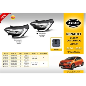 R.CLIO V HATCBACK (2020›2023) FAR SİYAH ÇITALI MOT (BALLAST BEYİN HARİÇ) SOL