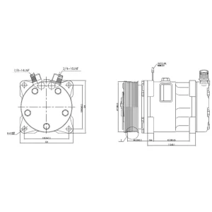 KLİMA KOMPRESÖRÜ ÜNİVERSAL 12 VOLT 5H14 PV8 TRİGER KAYIS ÜSTTEN ÇIKIŞ