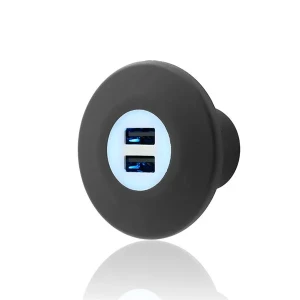 12V 24V 2A USB SARJ ÜNİTESİ SİYAH GÖVDE MAVİ LED