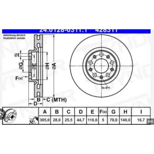 FREN DISKI ON ALFA ROMEO GIULIA 2.0 TURBO GIULIA 2.2 MULTIJET 305mm 50532930