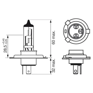 24V H4 AMPÜL TIRNAKLI 75 70W NORMAL IŞIK 64196 48892 .