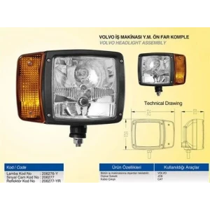 İŞ MAKİNASI ÖN FAR SOKETLİ SAĞ 12V