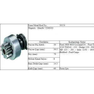 MARŞ DİŞLİSİ MAKO TİP FORD CARGO MF DODGE 10 DIS