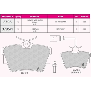 FREN BALATASI ARKA VW TRANSPORTER T4 00-04 23980