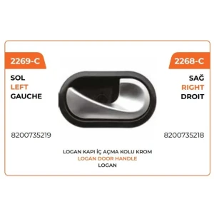KAPI İÇ AÇMA KOLU KROMLU SOL DACİA LOGAN