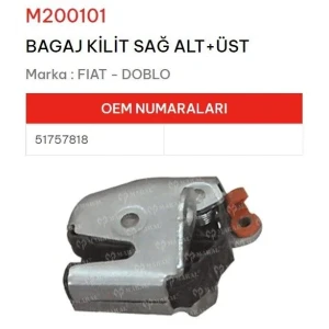 BAGAJ KILIDI ARKA SAĞ ALT ÜST DOBLO