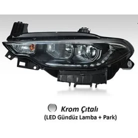 FIAT EGEA FAR MOTORLU SAG ( 2016 - 2020 ) KROM ÇITALI - LED DRL+PARK