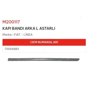 KAPI BANDI ARKA SOL ASTARLI LINEA