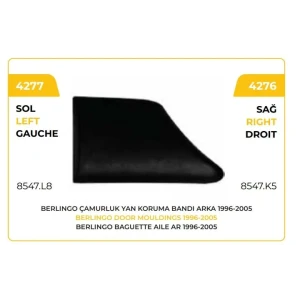 ARKA ÇAMURLUK BANDI SAĞ 1996-2005 PEUGEOT PARTNER