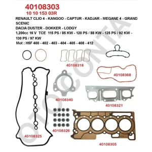 ÜST TK CONTA RENAULT CLİO 4 1.200CC 16 V TCE S.K.C 'Lİ SUBAP LASTİKLİ H5F 400-402-405-408