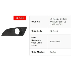 SİS FAR KAPAĞI SİSLİ SOL 2008 MODEL LOGAN
