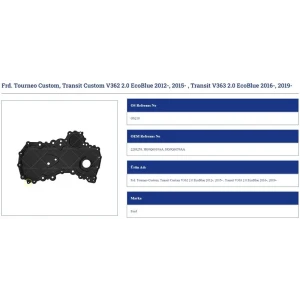 EKSANTİRİK KAPAĞI FORD TOURNEO CUSTOM. TRANSİT CUS TOM V362 2.0 ECOBLUE 2012-. 2015- . TRANSİT V363 2.0 ECOBLUE 2016-. 2019-