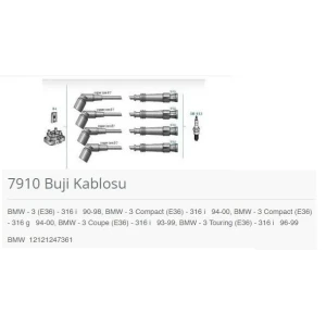 BUJİ KABLOSU BMW - 3 E36 - 316 İ 90-98. BMW - 3 CO MPACT E36 - 316 İ 94-00. BMW - 3 COMPACT E36 - 316 G 94-00. BMW - 3 COUPE E36 - 316 İ 93-99. BMW - 3 TOURİNG E36 - 316 İ 96-99