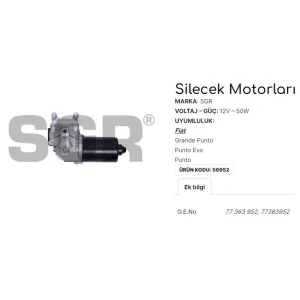 SİLECEK MOTORU GRANDE PUNTO - PUNTO EVO - PUNTO 199 77363952