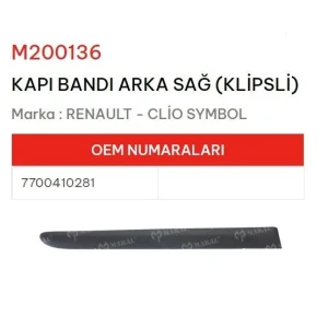 KAPI BANDI ARKA SAĞ KLIPSLI CLIO SYMBOL