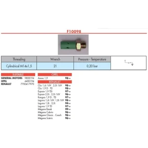 YAG MÜSÜRÜ MEGANE CLIO KANGOO LAGUNA K9K F8Q K4M F9Q F4R YESIL 0.20 BAR - GARANTİSİ YOKTUR