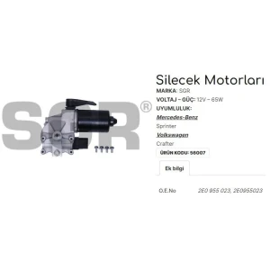 SİLECEK MOTORU CRAFTER 30-35,30-50 - MERCEDES-BENZ SPRINTER 906 2E0955023