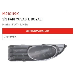SİS FAR ÇERÇEVESİ KAPAĞI SOL LINEA SİSSİZ GRİ