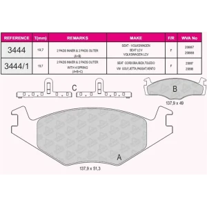 FREN BALATASI ÖN VOLKSWAGEN PASSAT - SANTANA 1.3-1.5D-1.6-1.6D-1.8 83-95 20887