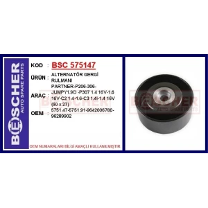 ALTERNATÖR GERGİ RULMANI PARTNER-P206-306-JUMPY1.9D -P307 1.4 16V-1.6 16V-C2 1.4-1.6-C3 1.4i-1.4 16V (60×27)