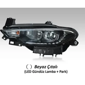 FIAT EGEA FAR MOTORLU SOL ( 2016 - 2020 ) BEYAZ ÇITALI - LED DRL+PARK