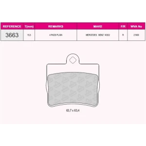 FREN BALATASI ARKA MERCEDES W 202 2.0 D-C 200-ELEGANT 2.8İ-C 280 93-95 21900