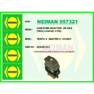 CAM ACMA ANAHTARI ON SAG ( TEKLI- KAHVE- 6 FIS ) TRAFIC II - MASTER II - VIVARO