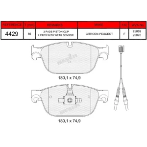 FREN BALATASI ÖN CITROEN C4 II -C5 II-C6 -DS4-DS5 /DS DS4-DS5 / PEUGEOT 32008-407-508 -508 SW-RCZ 09- 25069-25070