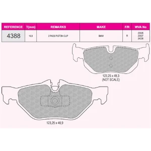 FREN BALATASI ARKA BMW 1 SERİSİ( E81-E82-E87-E88) 2004-2013 - 3 SERİSİ(E90-E91-E92-E93) 2004-2017 – X1 (E84) 202009-2015 / ZINORO 1E 202014-2017 ARKA DİSK BALATASI 2004- 23926 - 23927 - 24226