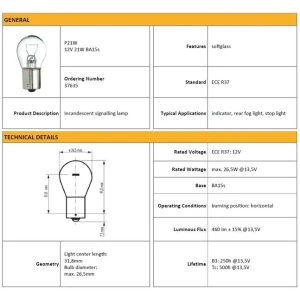 AMPÜL 12V 93 21W