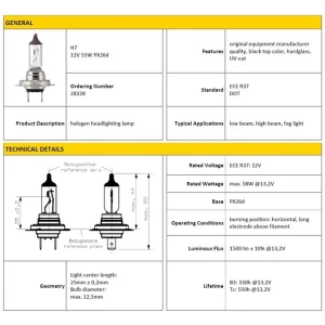 AMPÜL H7 12V 55W HALOGEN AMPÜL