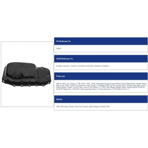 YAĞ KARTERİ EURO 5 ALFA ROME CHEVROLET CITROEN FIAT FORD LANCIA OPEL PEUGEOT SUZUKI TATA