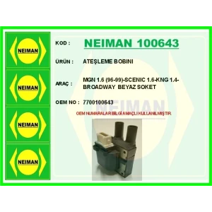 ATEŞLEME BOBINI MGN 1.6 (96-99)-SCENIC 1.6-KNG 1.4-BROADWAY BEYAZ SOKET