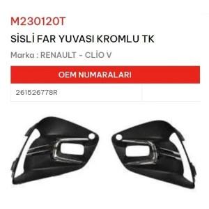 SİS FAR YUVASI SİSLİ KROMLU TK CLİO V