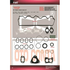 FİAT DOBLO 1.9 DİZEL ÜST TAKIM KEÇELİ SUBAP LASTİKLİ SİLİNDİR KAPAK CONTASIZ 188 A3.000 223 A6.000