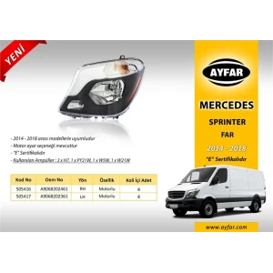 MERCEDES SPRINTER 2014-2018 FAR MOTORLU SAG
