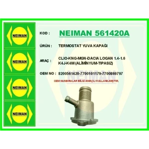 TERMOSTAT YUVA KAPAĞI CLIO-KNG-MGN-DACIA LOGAN 1.4-1.6 K4J-K4M (ALİMİNYUM-TIPASIZ)