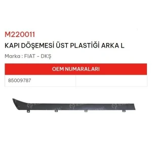 KAPI DÖSEMESI ÜST BAKALATI PLASTİĞİ ARKA SOL DKS