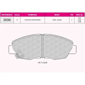 FREN BALATASI ÖN HONDA ACCORD – 2.0 89- 21497