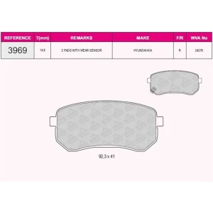 FREN BALATASI ARKA KIA PICANTO 1.0 - 1.1 04- 24276