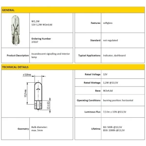 AMPÜL 12V 1.2W MİNİ DİPSİZ