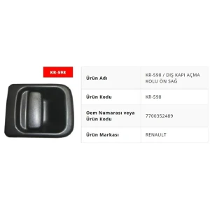 KAPI DIŞ AÇMA KOLU ÖN SAĞ MASTER / MOVANO II