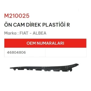 CAM DIREK DIŞ BAKALITI ÖN SAĞ ALBEA PALIO