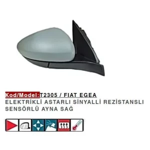 AYNA SAĞ FIAT EGEA / -HB-SW-CROSS ELKTİRİKLİ ASTARLI REZİSTANSLI SENSÖRLÜ