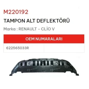 TAMPON ALT DEFLEKTÖRÜ RENAULT CLİO V