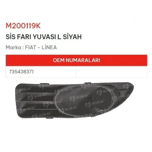 SİS FAR ÇERÇEVESİ KAPAĞI SOL LINEA SİSLİ SİYAH