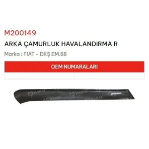 ARKA ÇAMURLUK HAVALANDIRMA SAĞ DKŞ EM 88