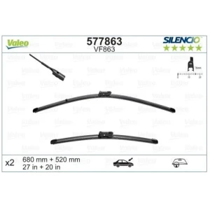 SİLENCİO X-TRM FLAT BLADE (MUZ TİPİ) SİLECEK VF863 (X2) (680+520MM) (ÖN) AUDI A8 (4H2, 4H8, 4HC, 4HL) ; AUDI A8 (4E2, 4E8)