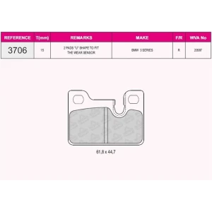 FREN BALATASI ARKA BMW 3 SERIES - E21 82- 20587